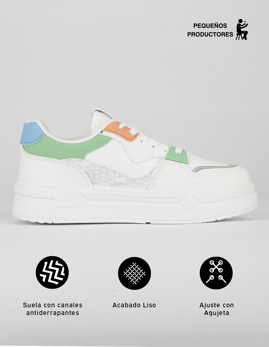 Tenis con cordones  Aurea en Sintético – Blanco