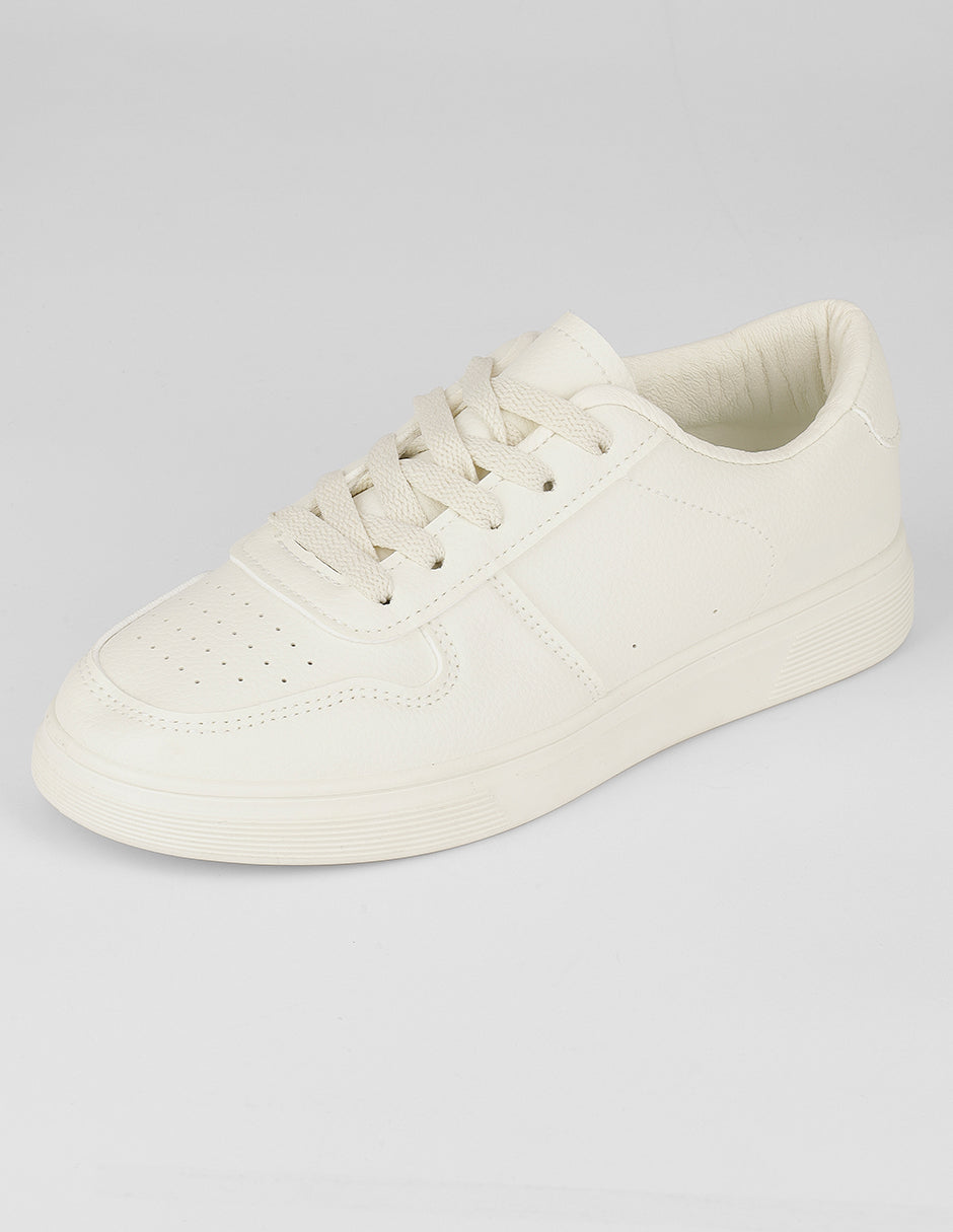 Tenis con cordones  Riva en Piel vegana – Blanco