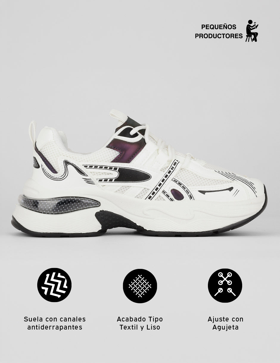 Tenis tipo deportivo  Bruma en Textil – Blanco