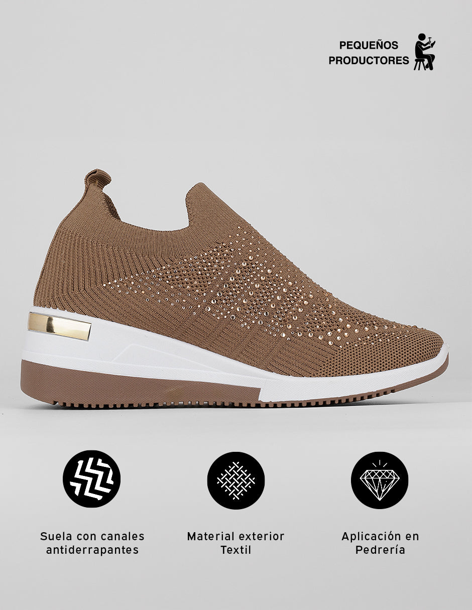 Zapatos de confort Court en Textil – Café