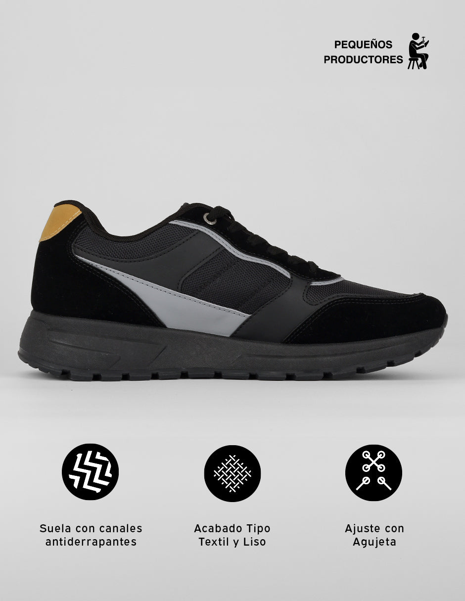 Tenis tipo deportivo Strata en Sintético – Negro
