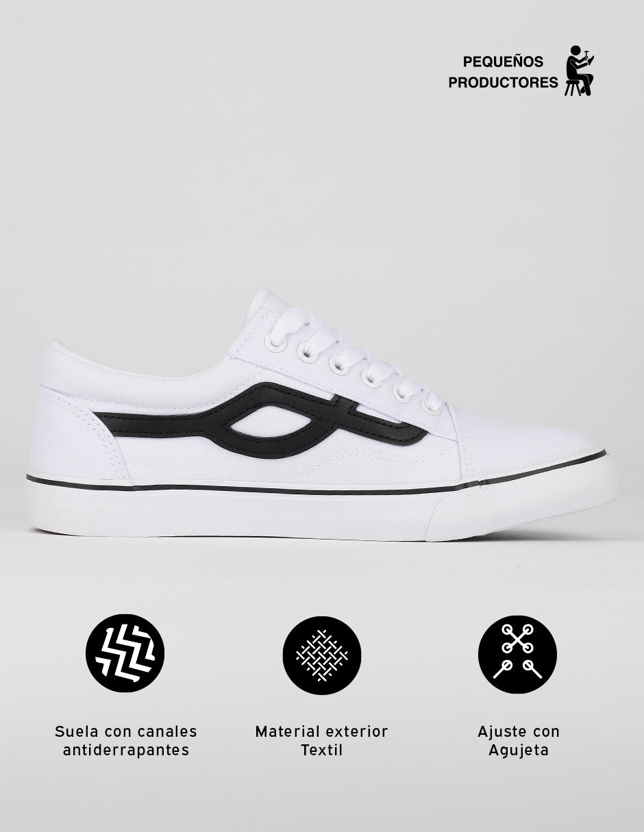 Tenis con cordones Step en Textil – Blanco