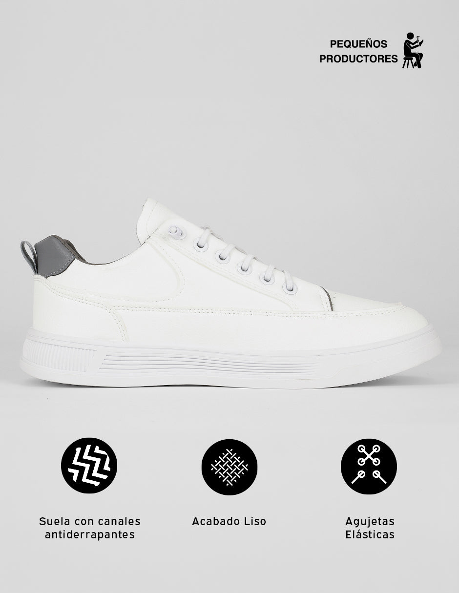 Tenis con cordones Deily en Sintético – Blanco