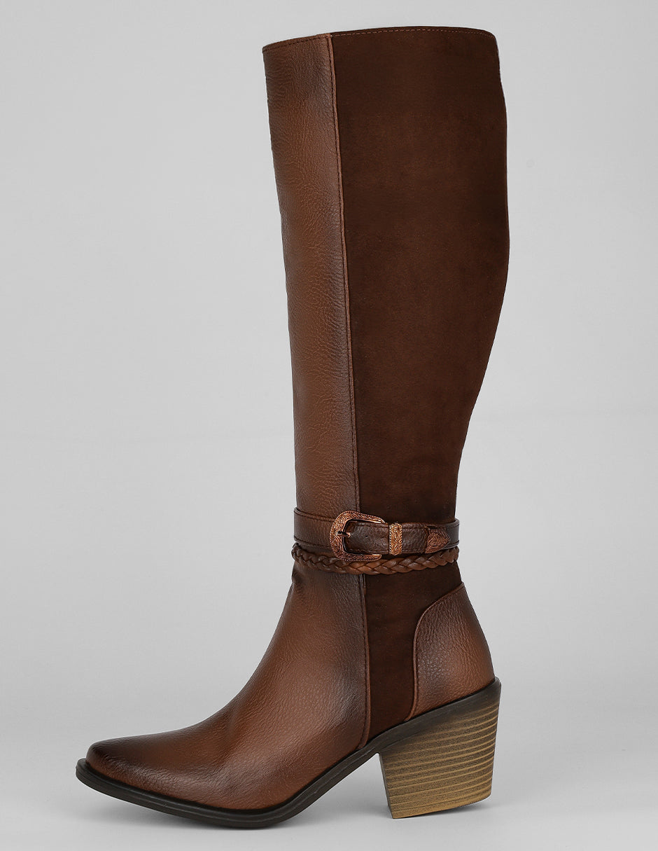 Botas altas Exterior Piel vegana Color Café Para Mujer De RBCOLLECTION