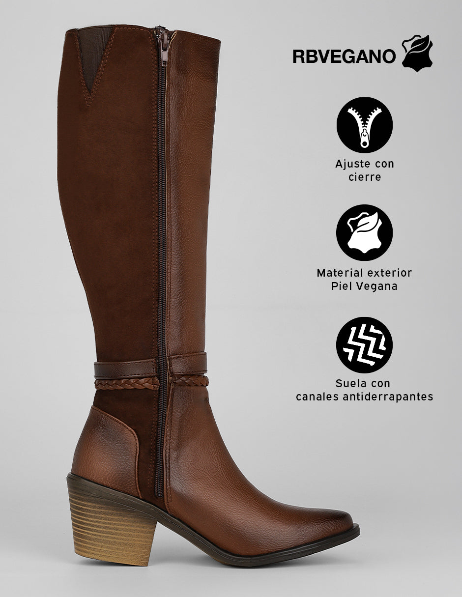 Botas altas Zenda en Piel vegana – Café