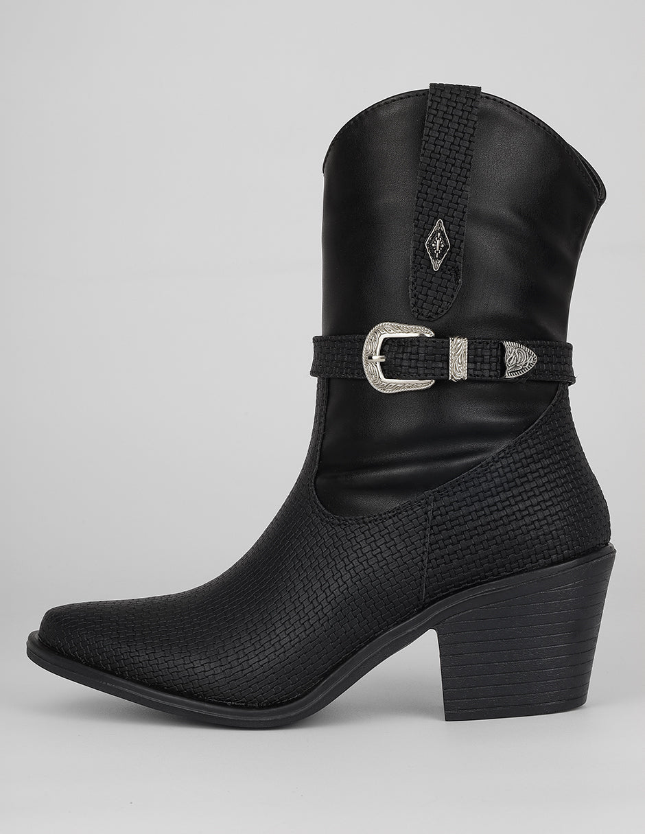 Botas tipo western Exterior Piel vegana Color Negro Para Mujer De RBCOLLECTION