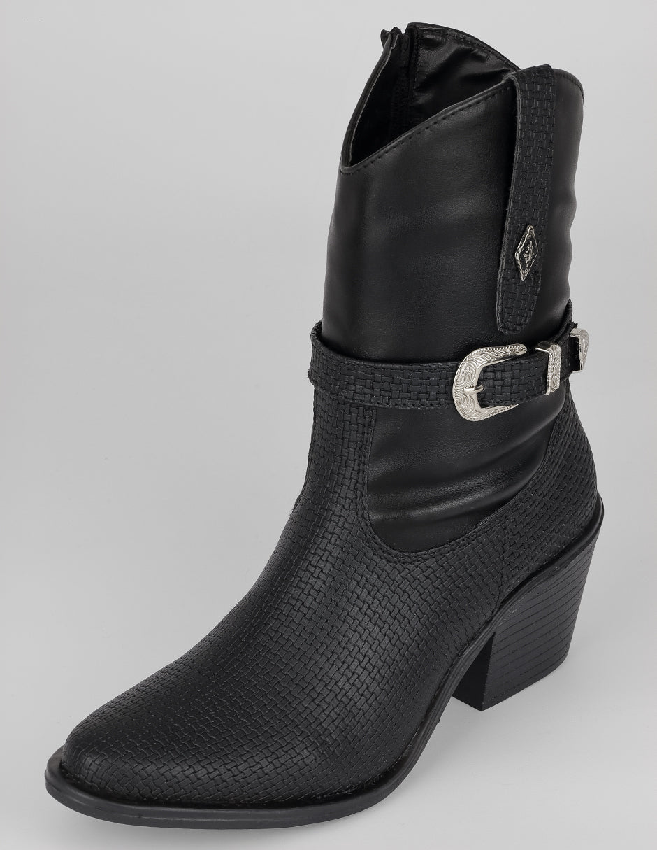 Botas tipo western Astra en Piel vegana – Negro