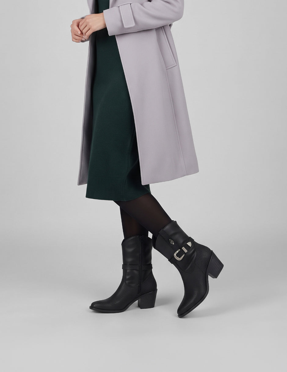 Botas tipo western Astra en Piel vegana – Negro
