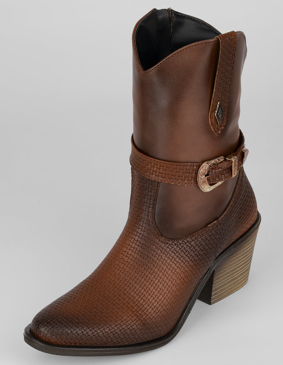 Botas tipo western Astra en Piel vegana – Café