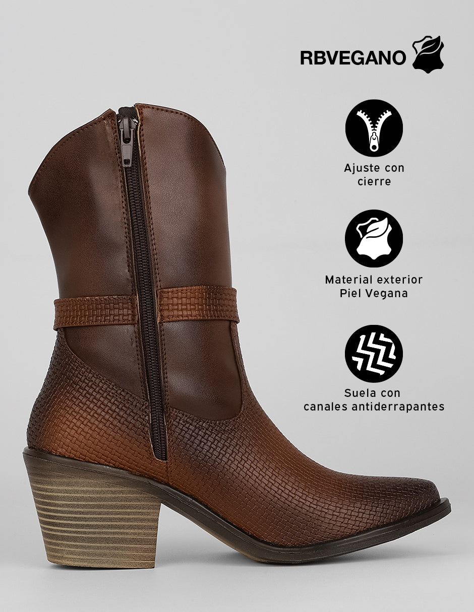 Botas tipo western Astra en Piel vegana – Café