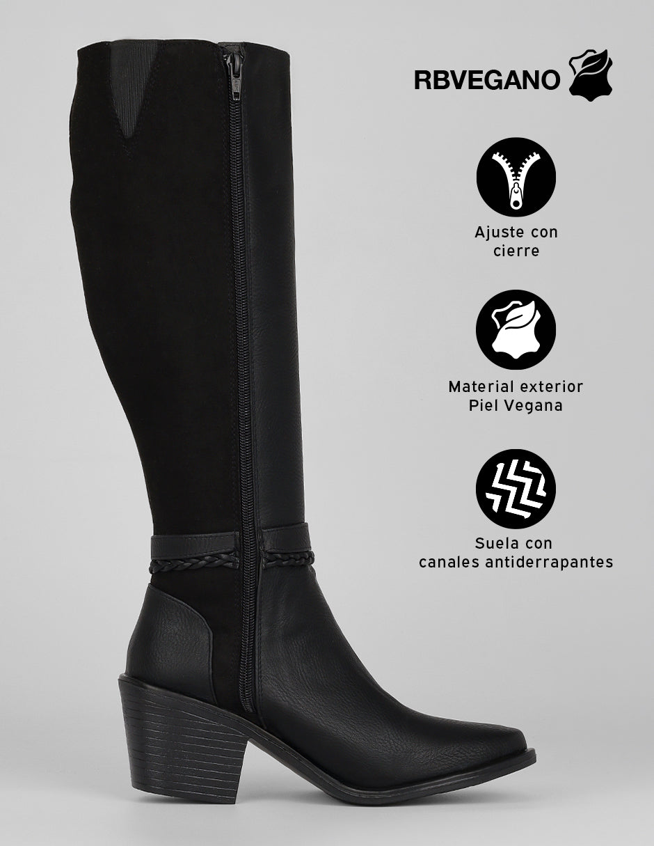 Botas altas Zenda en Piel vegana – Negro