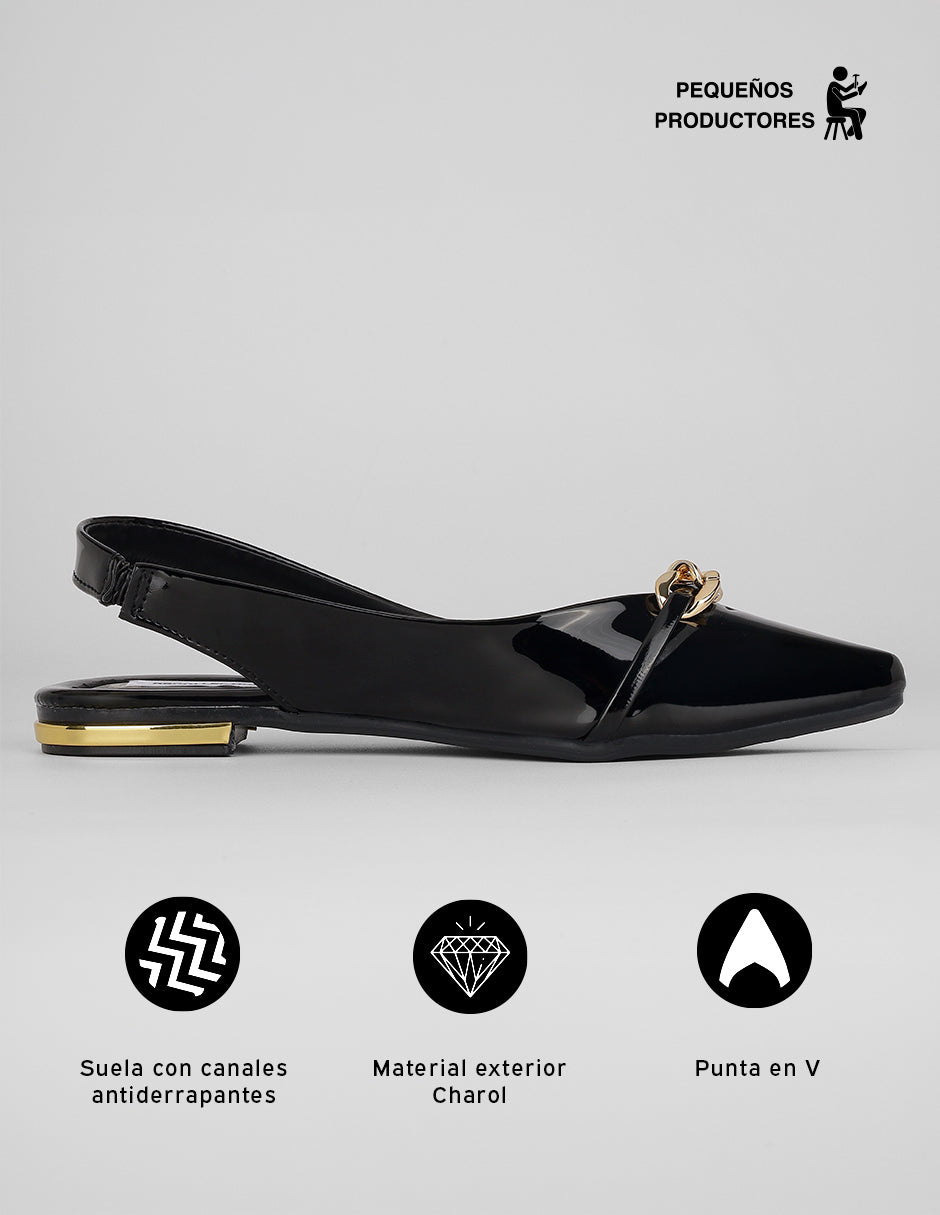 Flats clásicas Zina en Charol – Negro