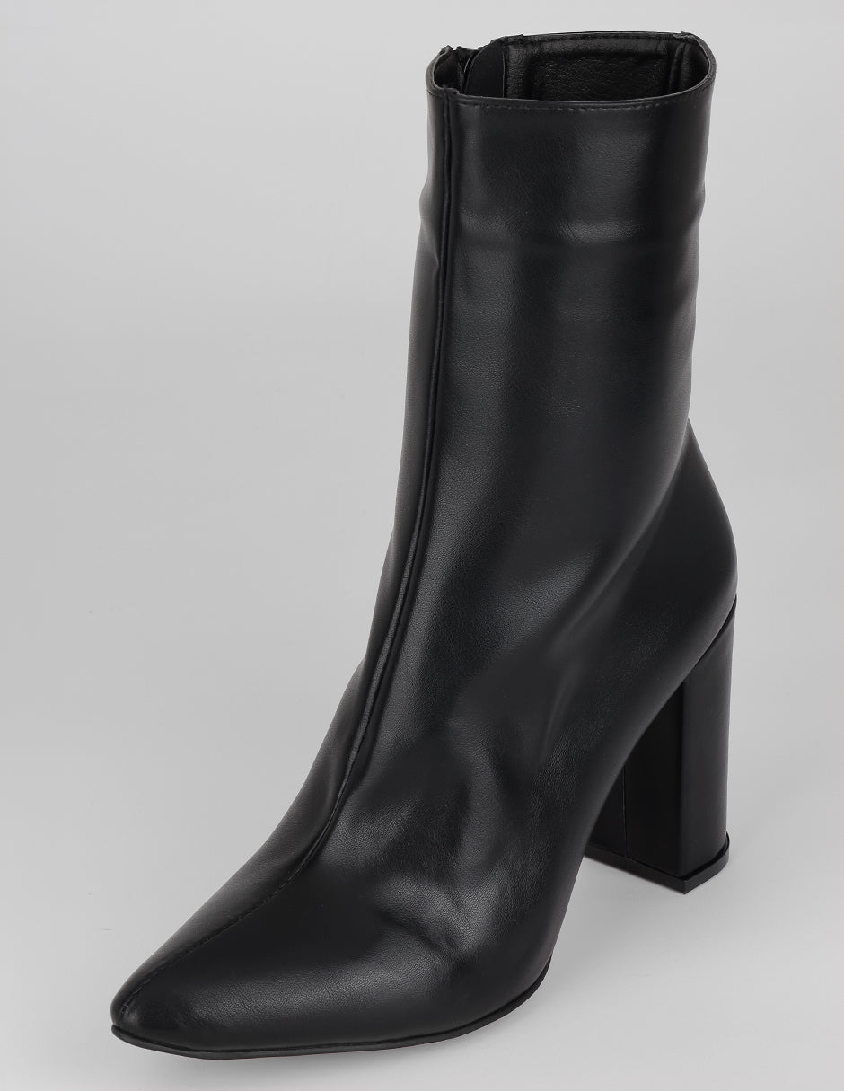 Botín con tacón Sienna en Piel vegana – Negro