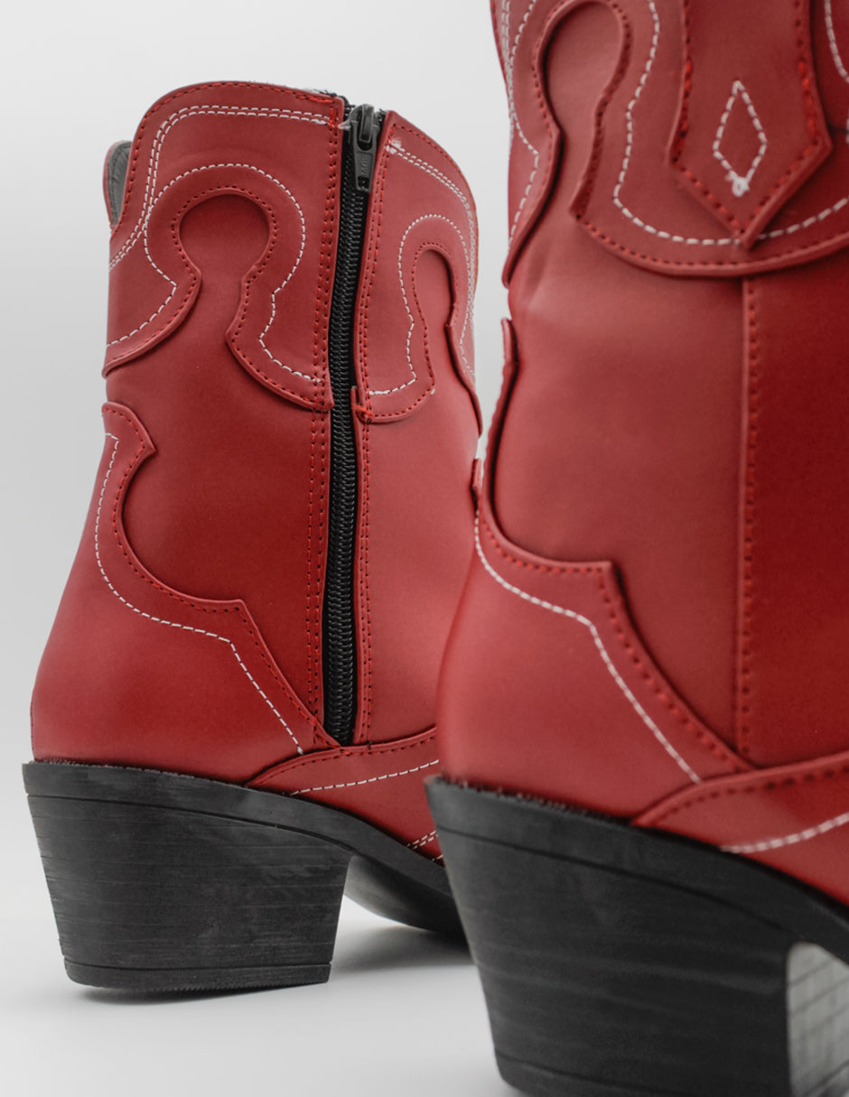 Botas tipo western West en Piel vegana - Rojo