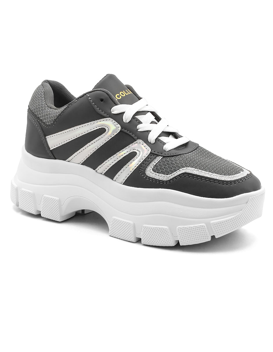 Tenis tipo deportivo Exterior Piel vegana Color Gris Para Mujer De RBCOLLECTION