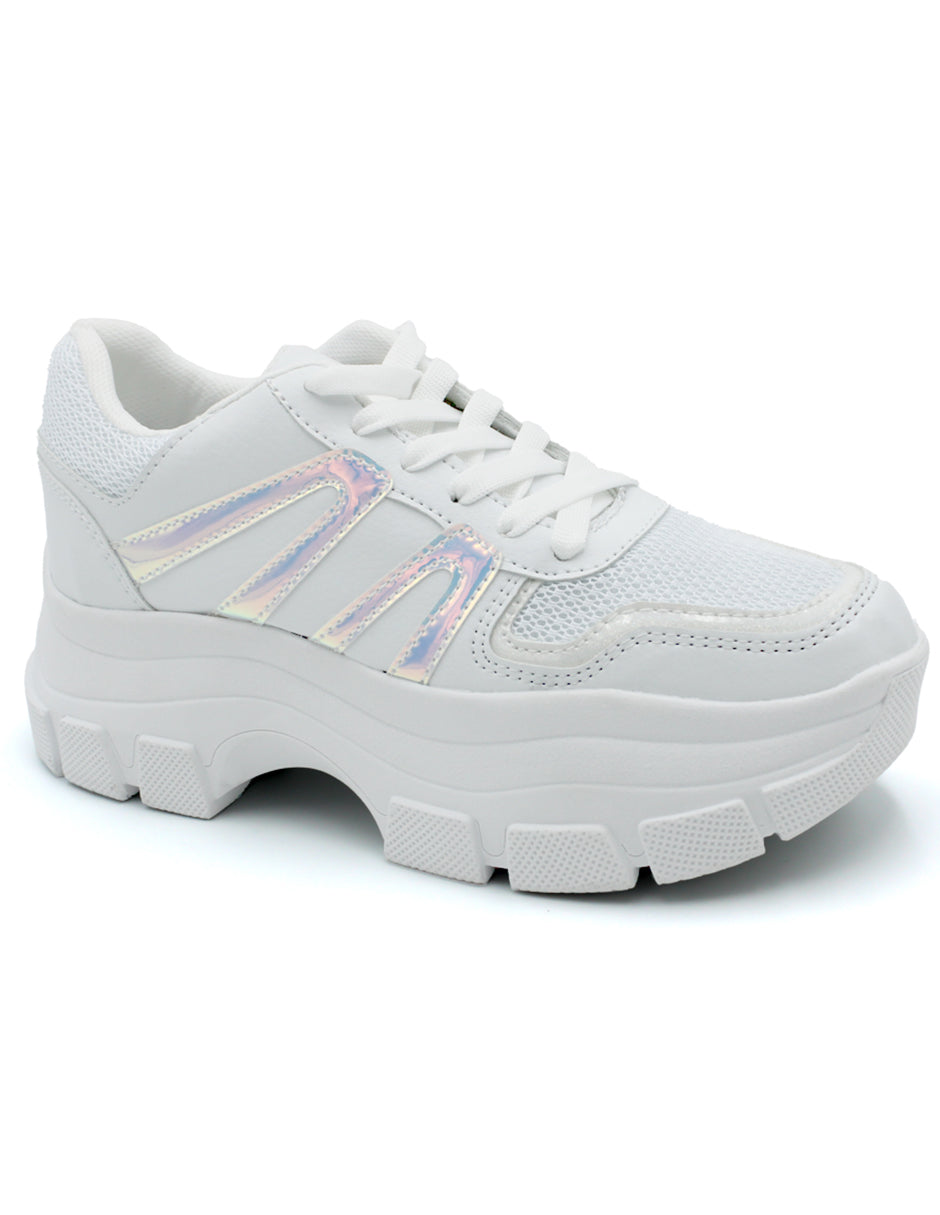 Tenis tipo deportivo Exterior Piel vegana Color Blanco Para Mujer De RBCOLLECTION