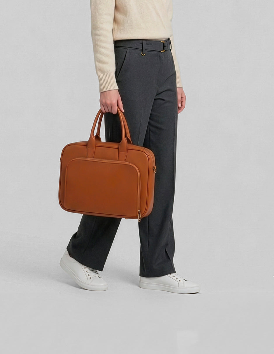 Bolsa Satchel en Piel vegana - Café