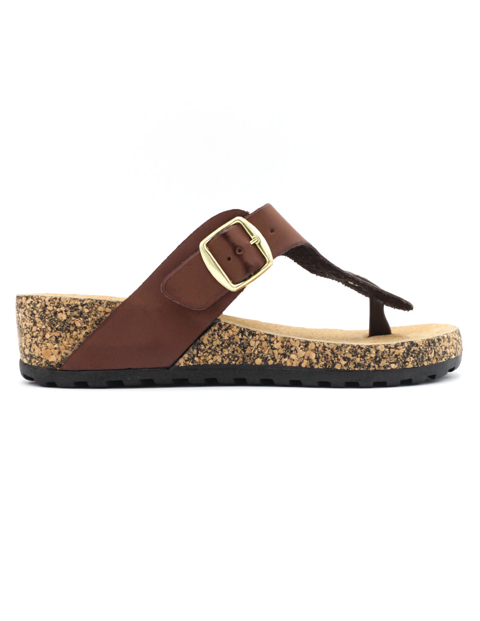 Sandalias de piso BIRTE en Piel Vegana - Café