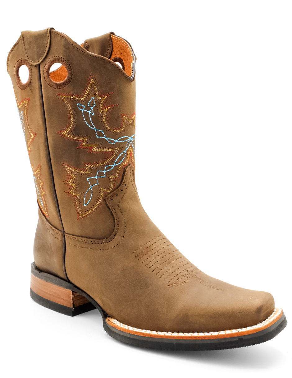 Botas western Exterior PIEL Color Café Para Hombre De RBCOLLECTION