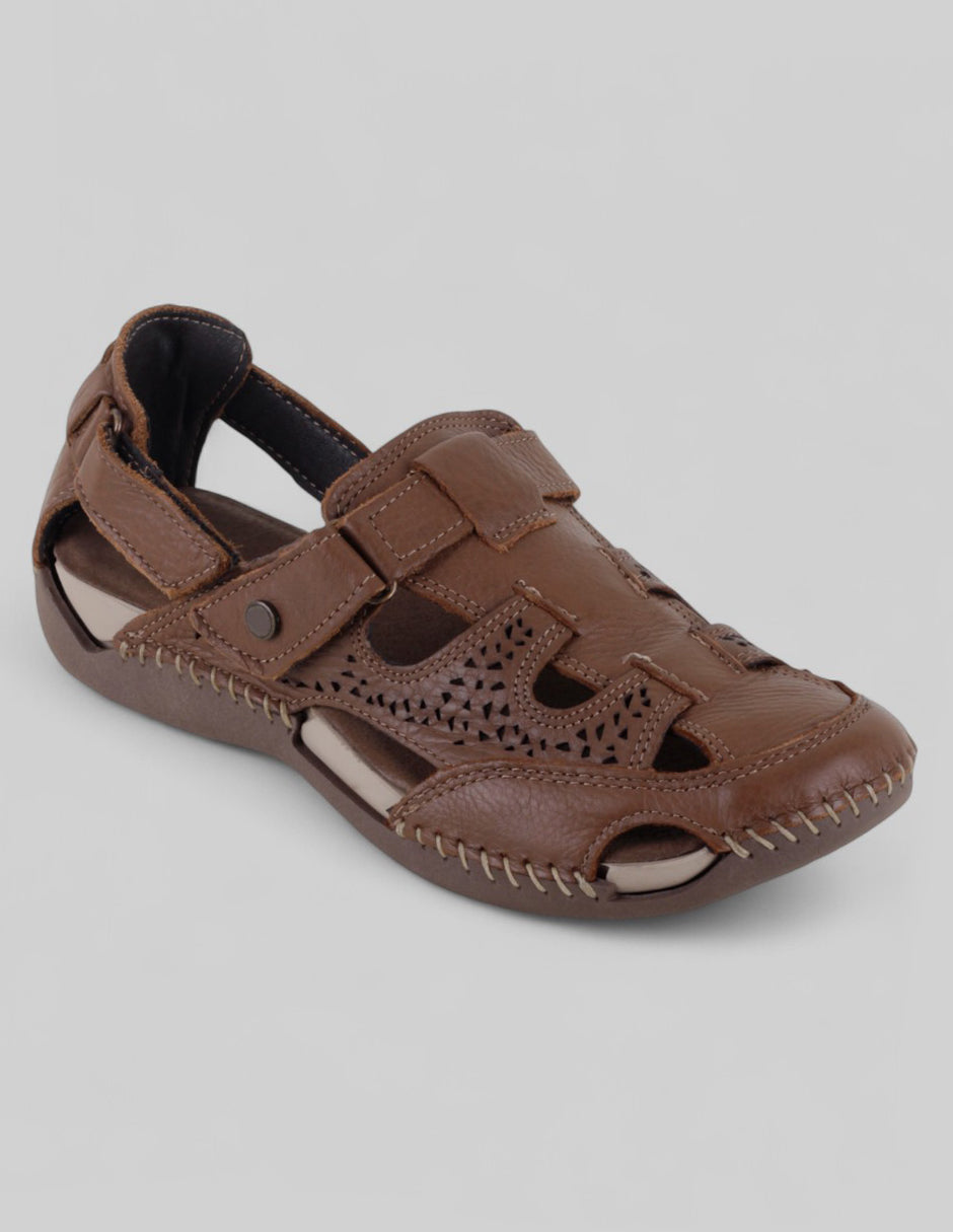 Sandalias de piso Hand made en Piel – Café