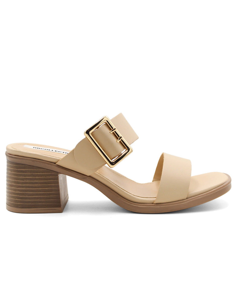 Sandalia con tacon  Color Beige  Para Mujer De RBCOLLECTION