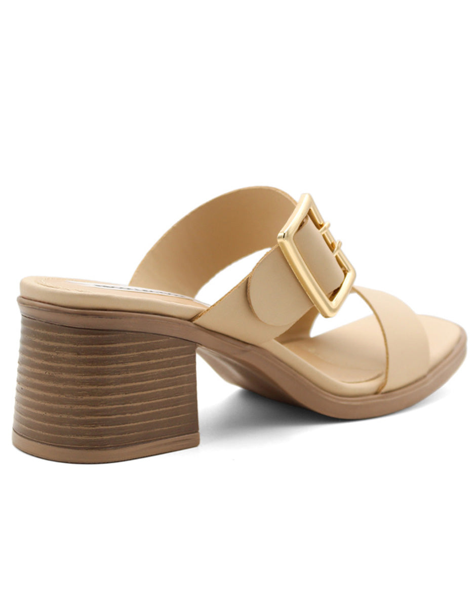Sandalia con tacon  Color Beige  Para Mujer De RBCOLLECTION