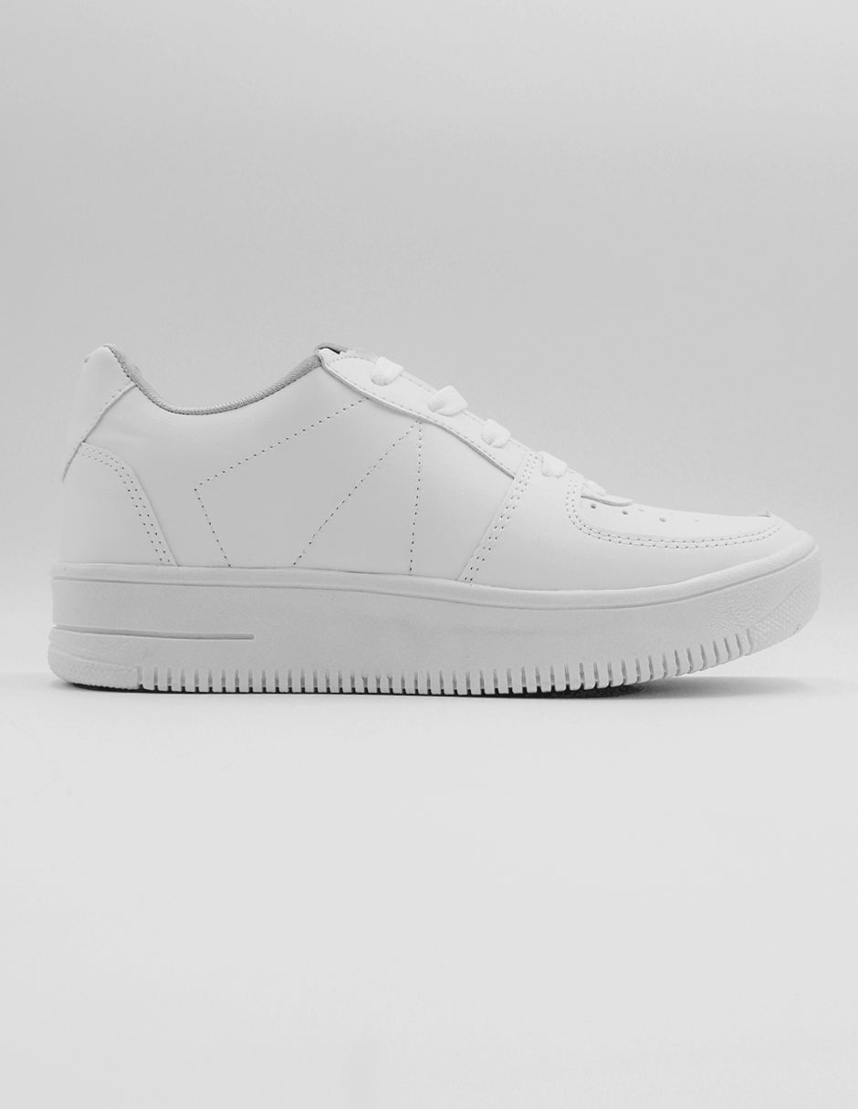 Tenis con cordones  Higline en Piel vegana – Blanco