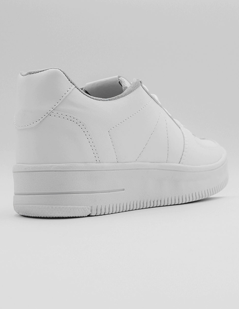 Tenis con cordones  Higline en Piel vegana – Blanco