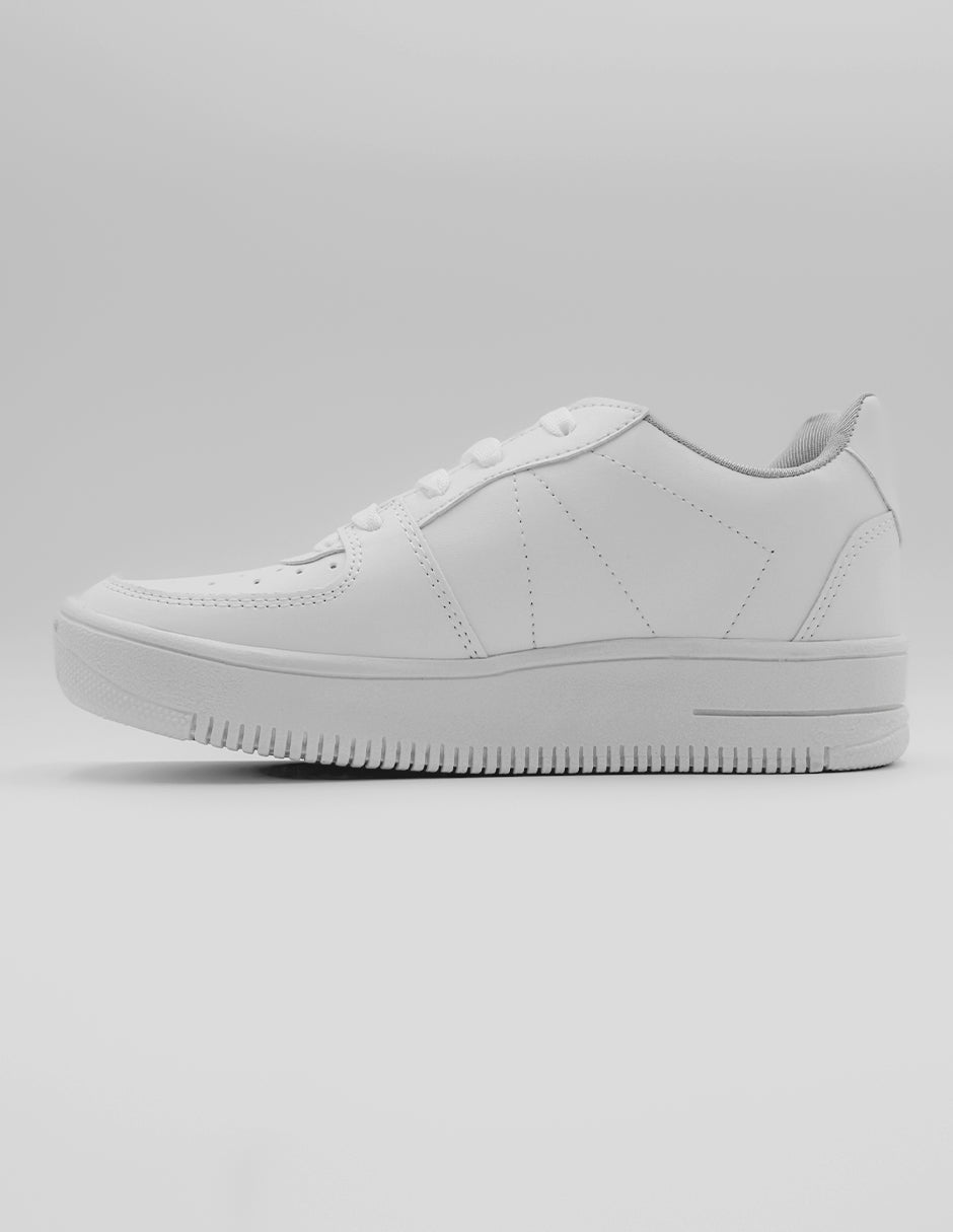 Tenis con cordones  Higline en Piel vegana – Blanco