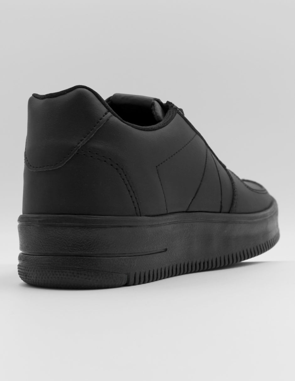 Tenis con cordones High line en Piel vegana – Negro