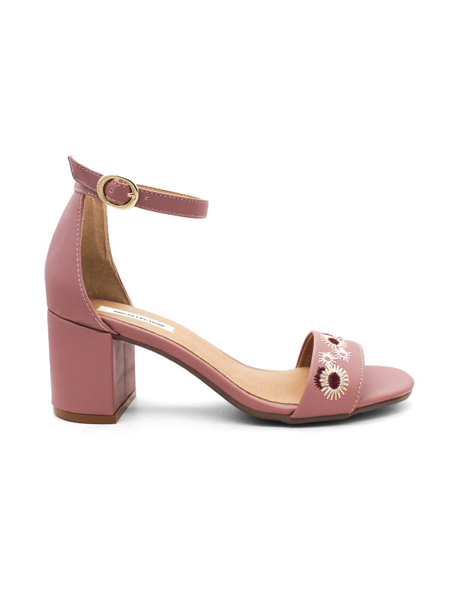 Sandalia con tacón Exterior Piel sintética Color Rosa Para Mujer De RBCOLLECTION