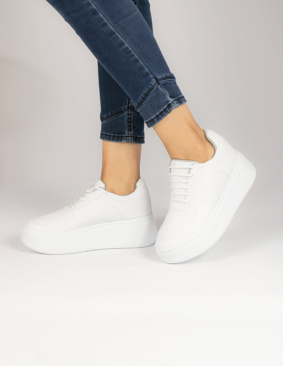 Tenis con cordones Exterior Sintético Color Blanco Para Mujer De RBCOLLECTION