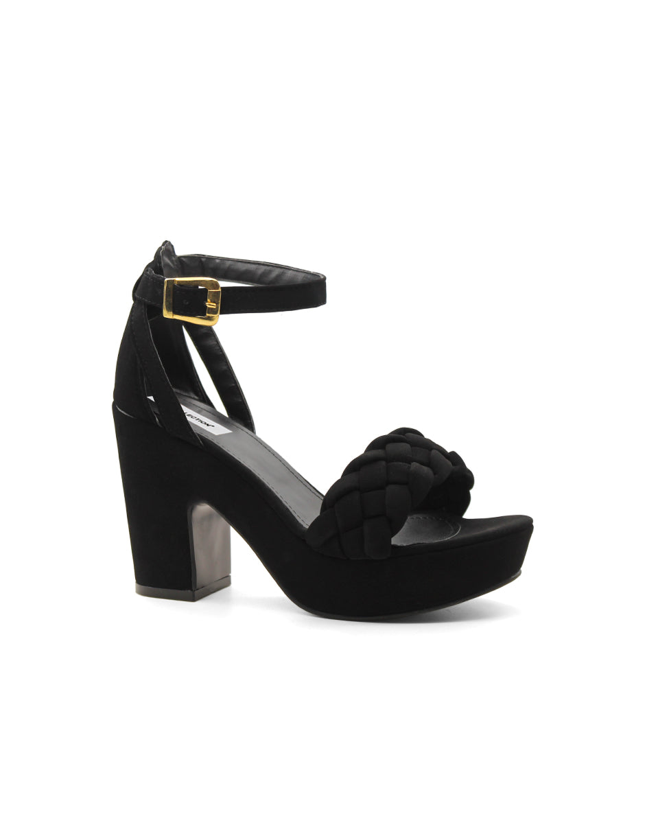 Sandalia con tacón Exterior Gamuza Color Negro Para Mujer De RBCOLLECTION