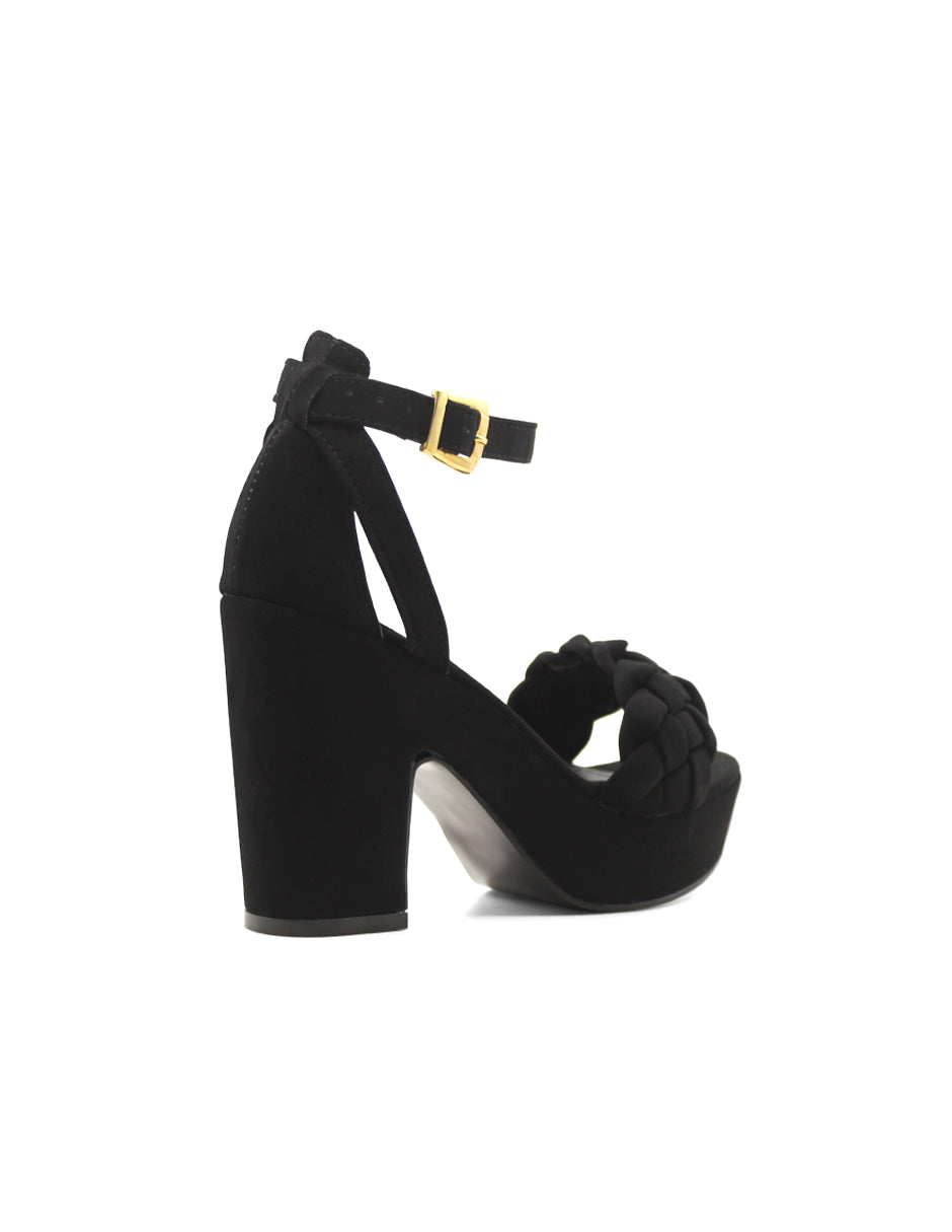 Sandalia con tacón Exterior Gamuza Color Negro Para Mujer De RBCOLLECTION