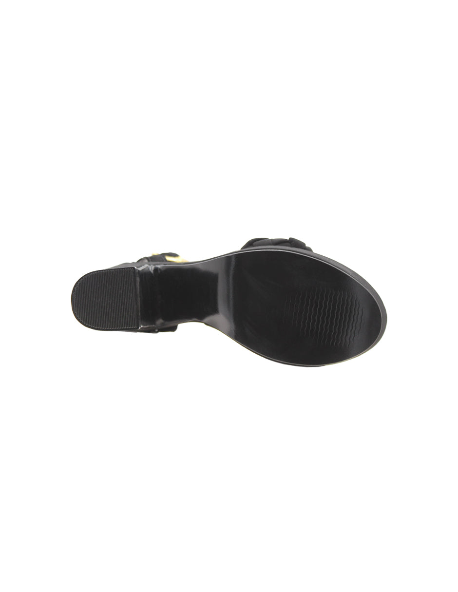 Sandalia con tacón Exterior Gamuza Color Negro Para Mujer De RBCOLLECTION