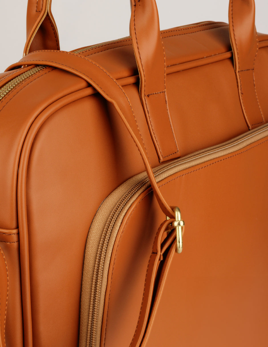 Bolsa Satchel en Piel vegana - Café