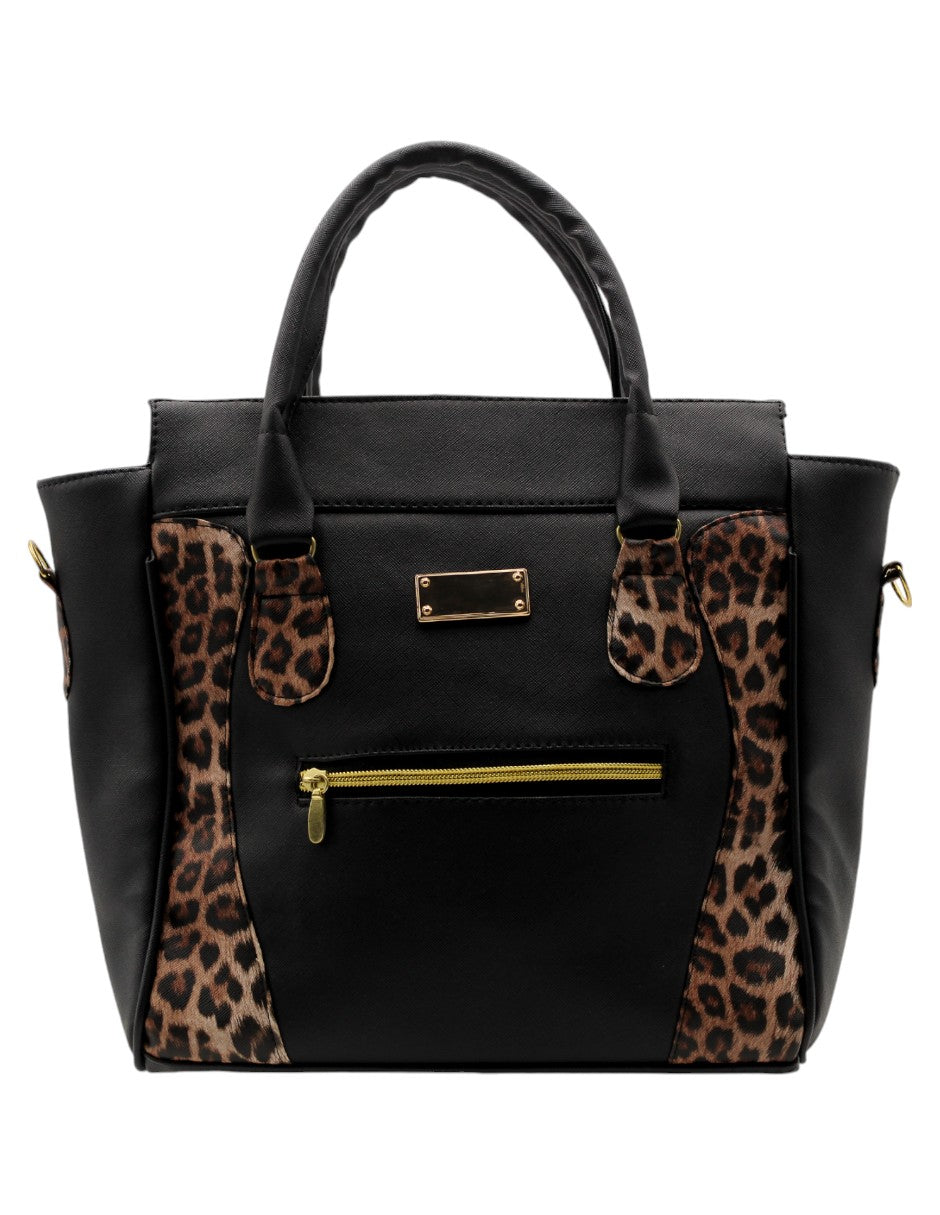 Bolsa Satchel Exterior Piel vegana Color Negro Para Mujer De RBBASICS