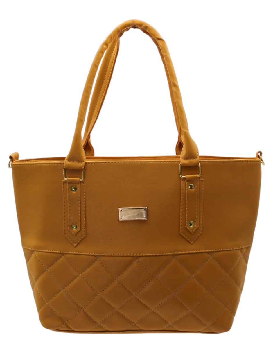 Bolsa Tote Exterior Piel vegana Color Amarillo Para Mujer De RBBASICS