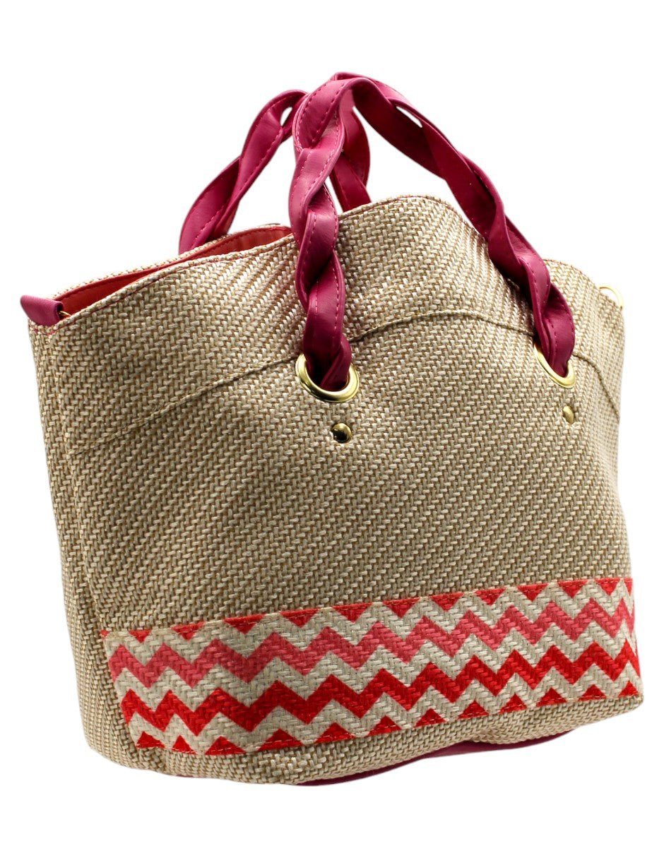 Bolsa Satchel en Textil Color Beige