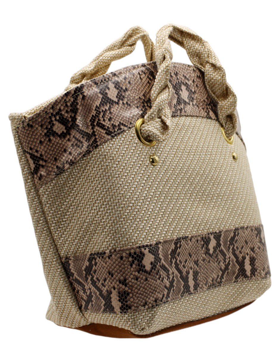 Bolsa Satchel en Textil Color Beige