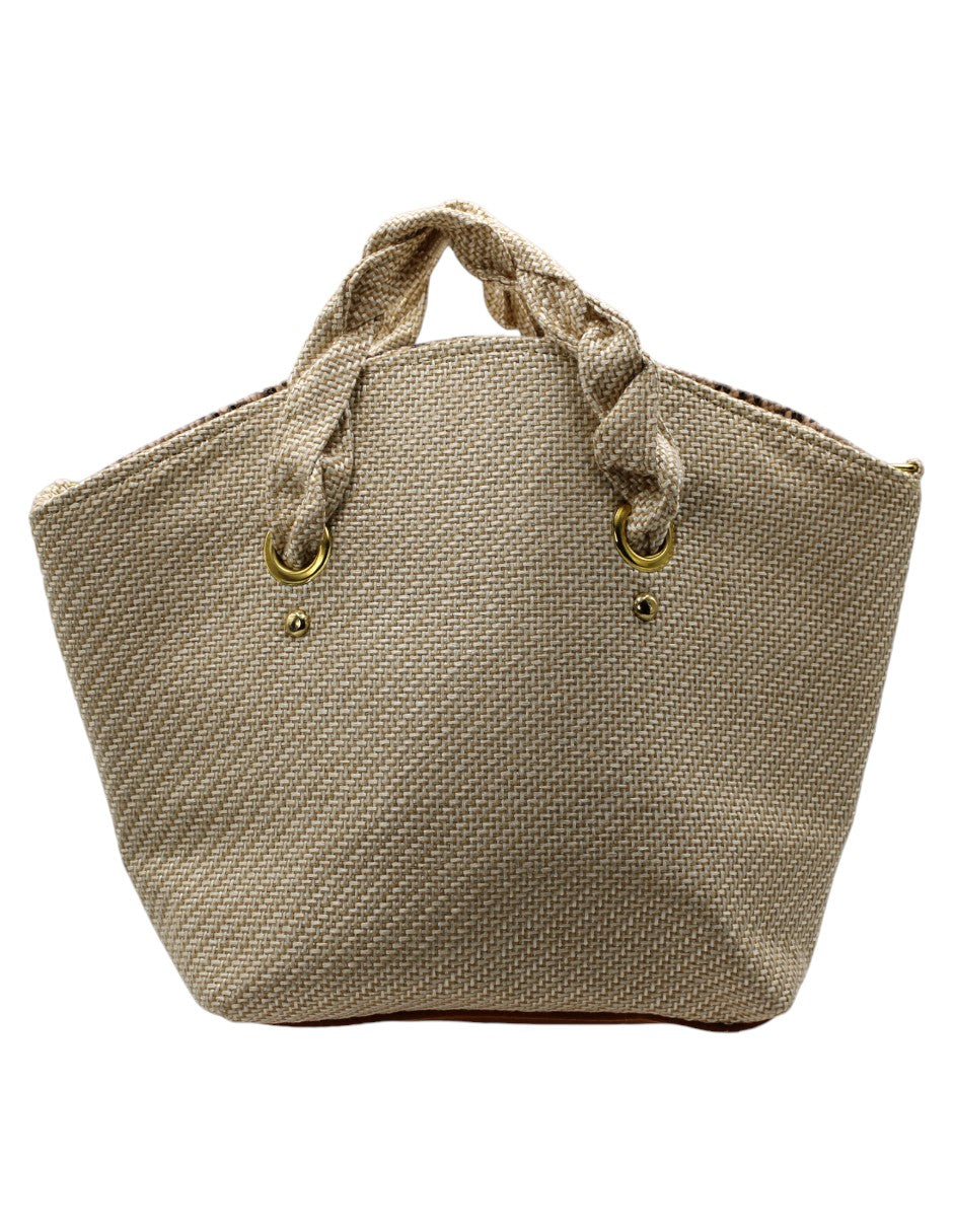 Bolsa Satchel en Textil Color Beige