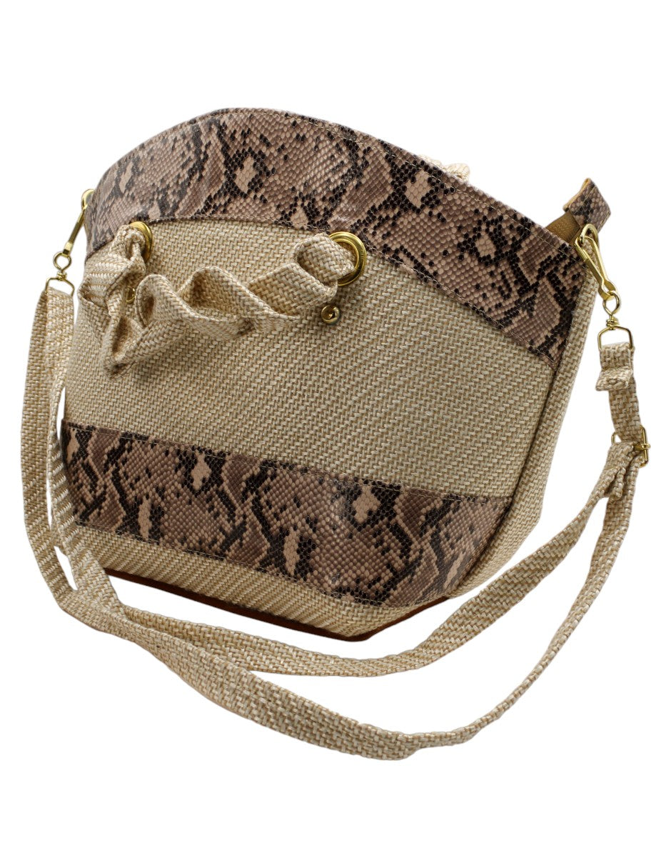 Bolsa Satchel en Textil Color Beige