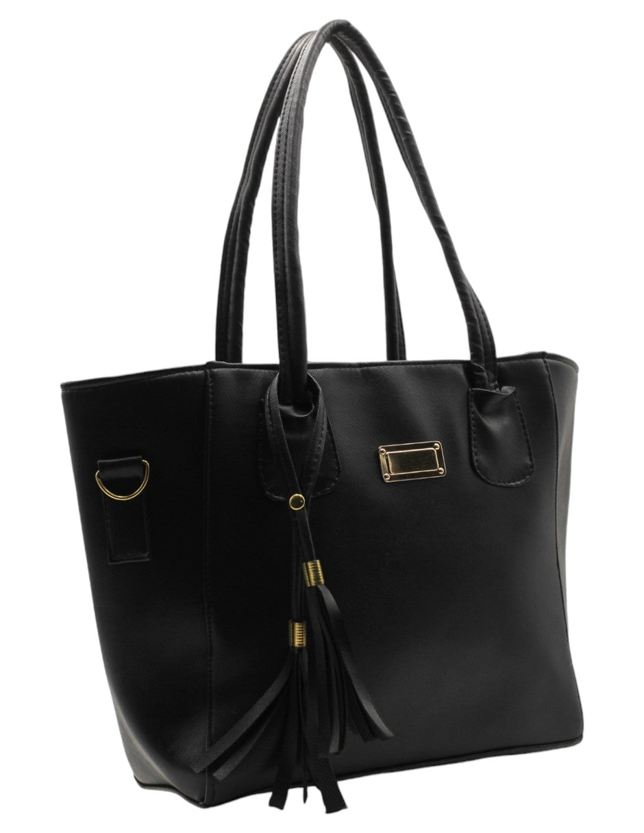 Bolsa Tote en Piel vegana Color Negro