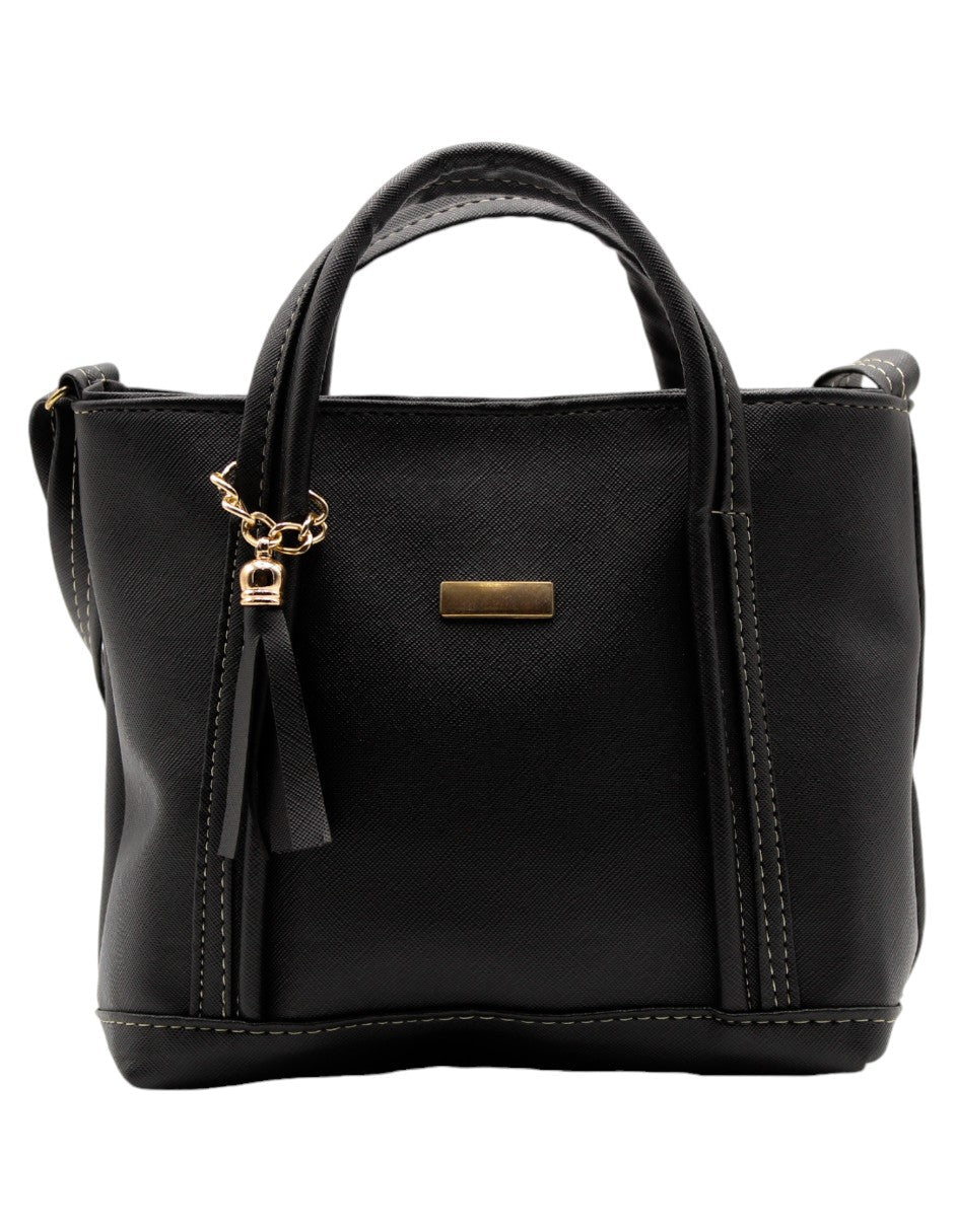 Bolsa Satchel Exterior Piel vegana Color Negro Para Mujer De RBBASICS