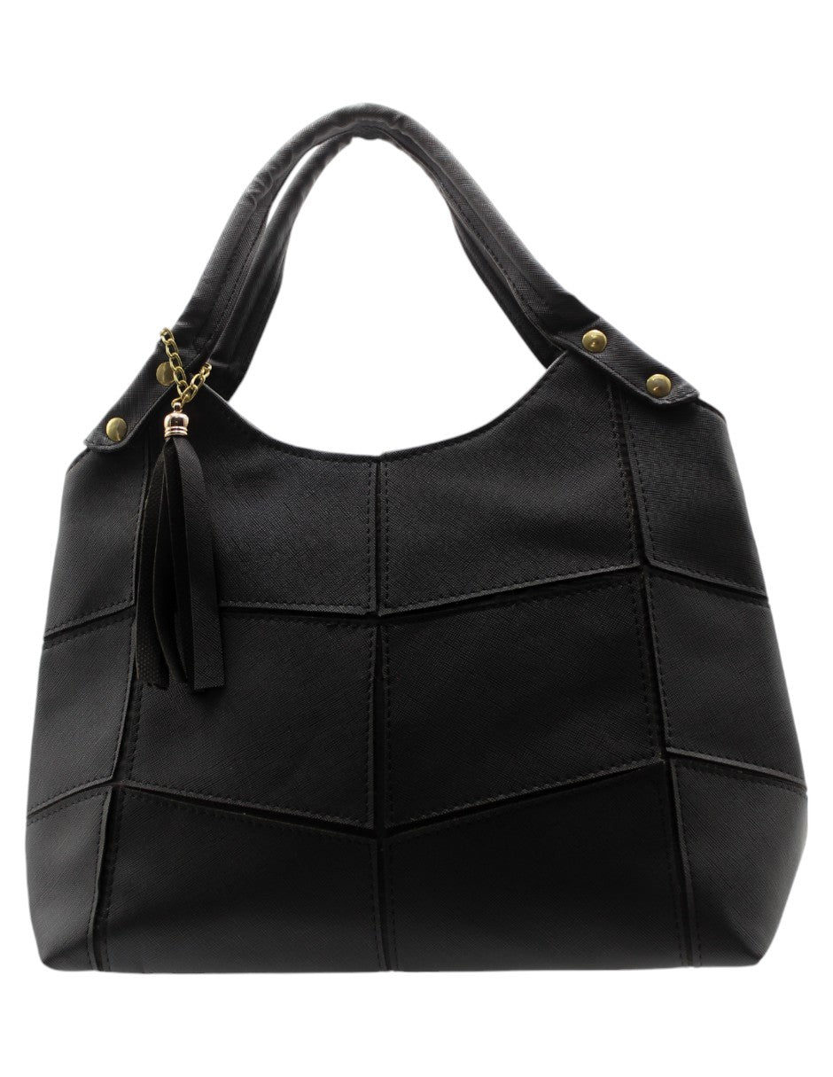 Bolsa Satchel Exterior Sintético Color Negro Para Mujer De RBBASICS