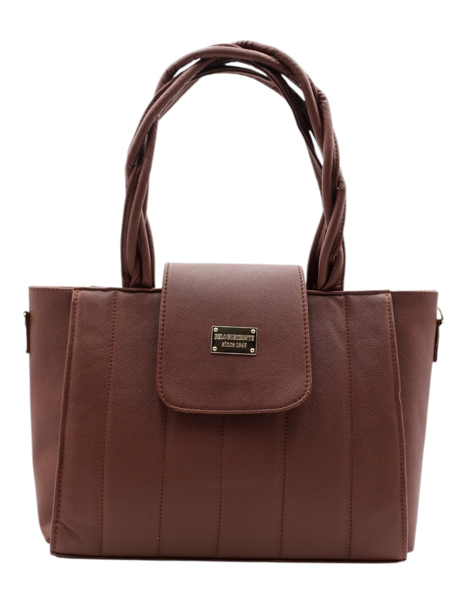 Bolsa Satchel Exterior Piel vegana Color Café Para Mujer De RBBASICS