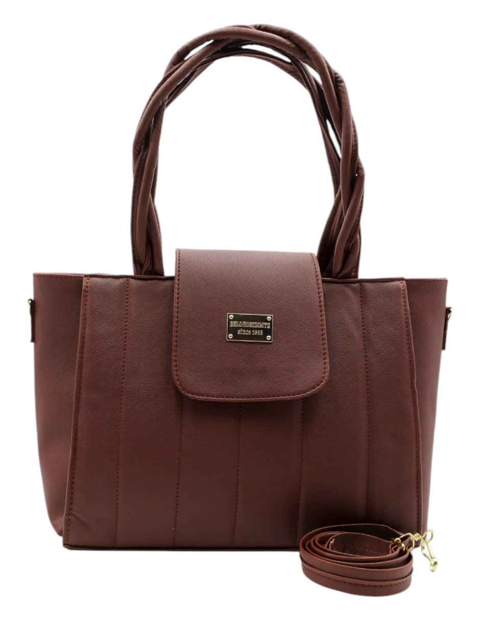 Bolsa Satchel en Piel vegana Color Café