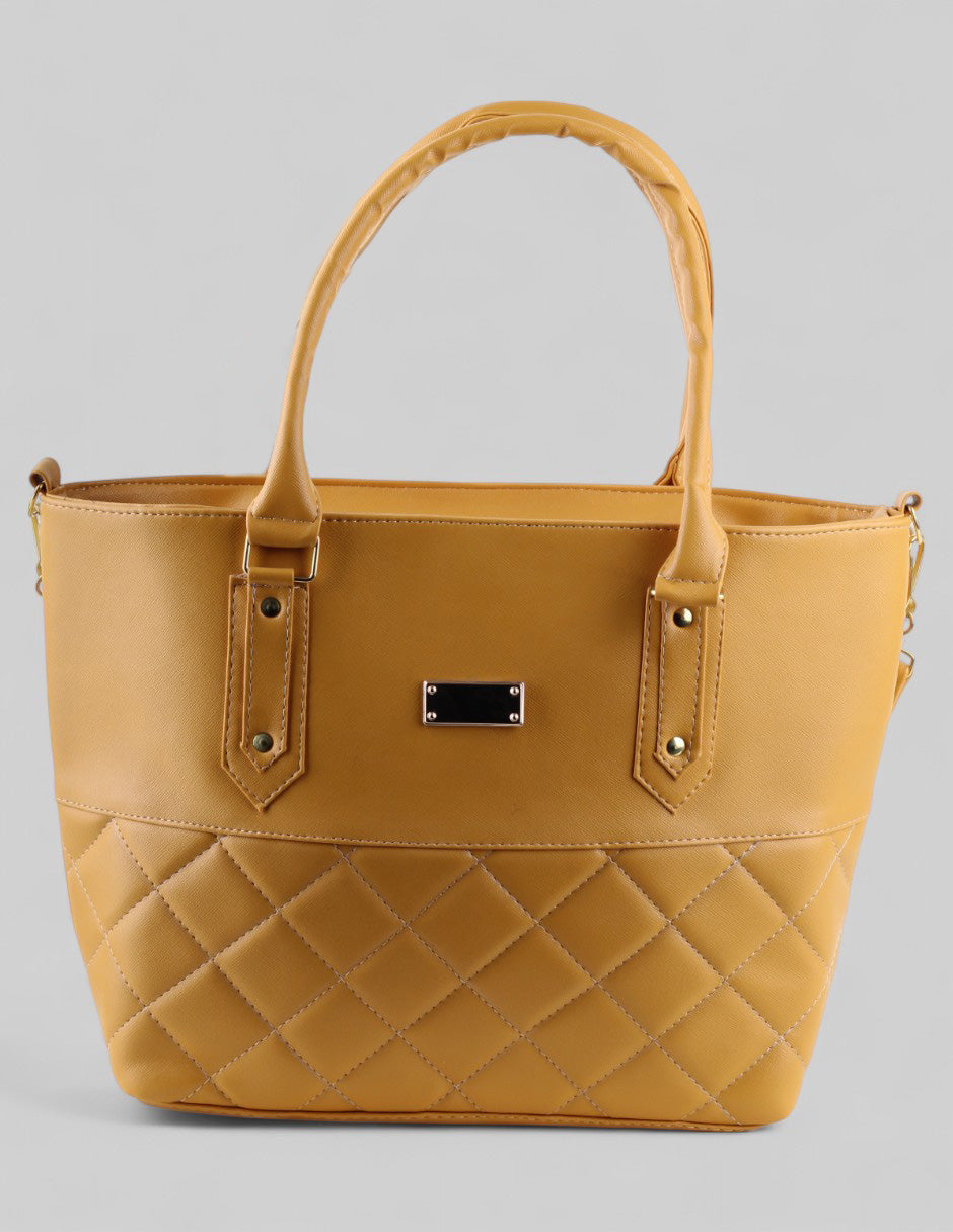 Bolsa Tote Exterior Piel vegana Color Amarillo Para Mujer De RBBASICS