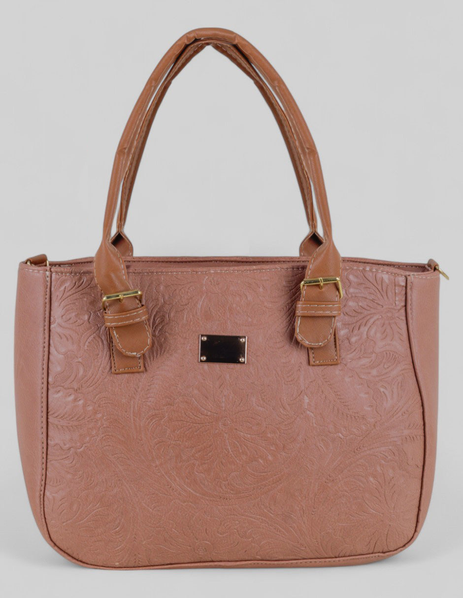 Bolsa Tote Exterior Piel vegana Color Café Para Mujer De RBBASICS