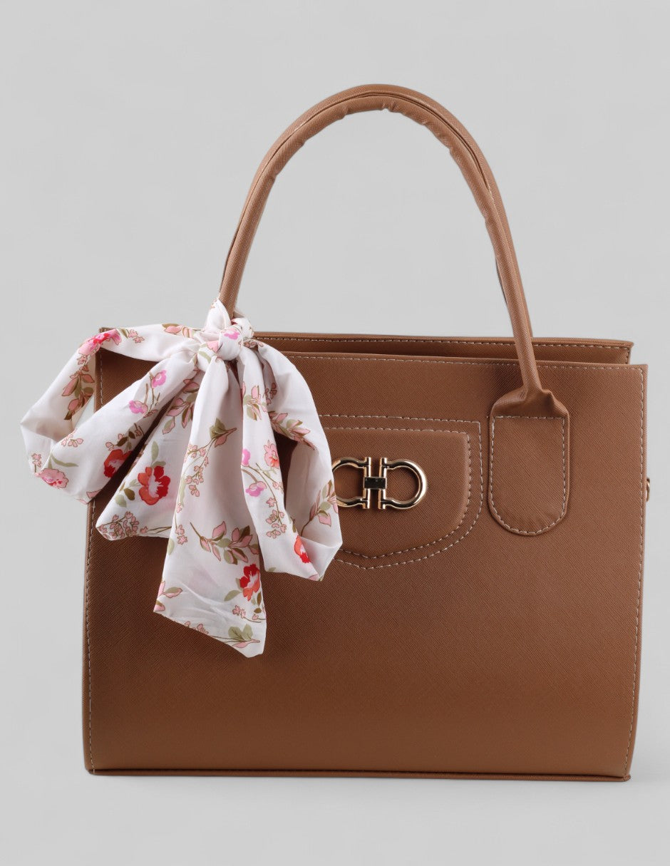 Bolsa Tote Exterior Piel vegana Color Café Para Mujer De RBBASICS